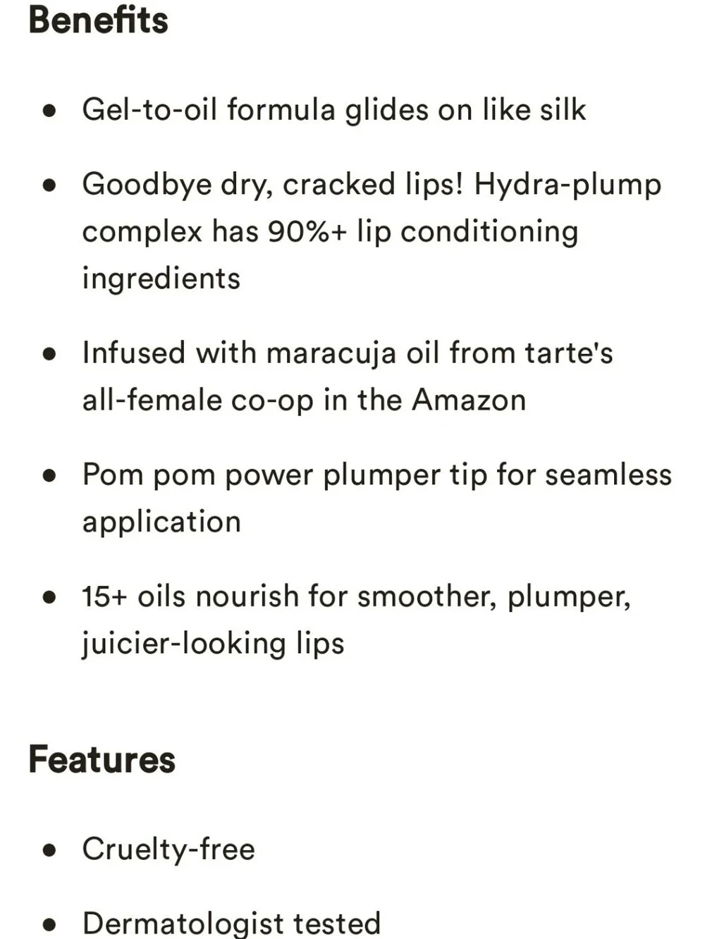TARTE MARACUJA JUICY PLUMPING LIP OIL.